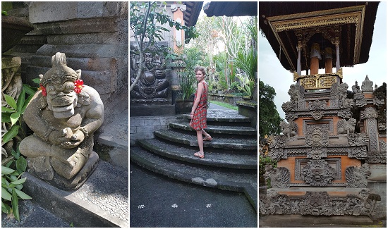 Bride stands and poses in Bali