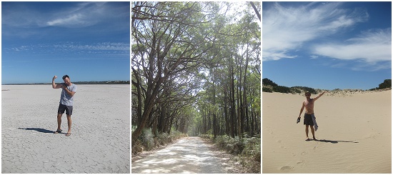 From dunes, to salt flats to forest in one day. Australia is beautiful