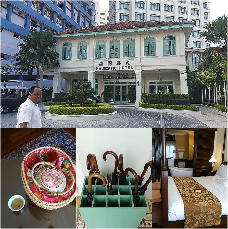 The Majestic hotel and its umbrella stand in Melaka